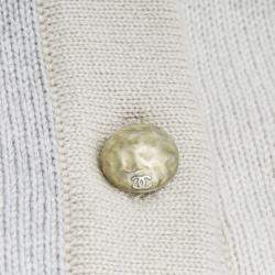Chanel Beige Colorblock Cashmere Knit Button Front Cardigan M