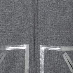 Pre Owned Chanel Grey Cashmere Silver Foil Detail Zip Up Sweater M