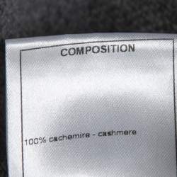 Pre Owned Chanel Grey Cashmere Silver Foil Detail Zip Up Sweater M