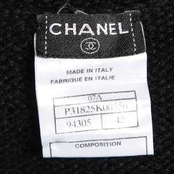 Pre Owned Chanel Black Cashmere Frayed-Trim Hooded Cardigan L
