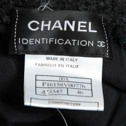 Chanel Vintage Dark Grey Camel Hair & Wool Open Knit Maxi Skirt XL