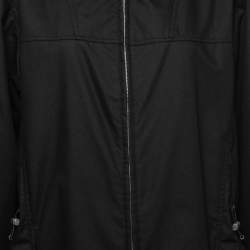 Pre Owned Chanel Vintage Black Canvas Hooded Zip-Up Jacket L