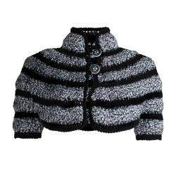 Pre Owned Chanel Black and White Cut Out Detail Bolero Jacket S