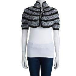 Pre Owned Chanel Black and White Cut Out Detail Bolero Jacket S