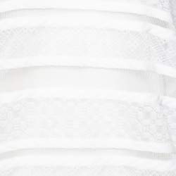 Pre Owned Chanel White Cotton Knit Buttoned Long Sleeve Top L