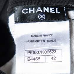 Pre Owned Chanel White Cotton Knit Contrast Detail Polo T-Shirt L
