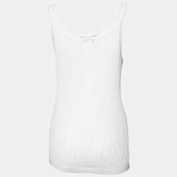 Chanel White Cotton Patterned Knit Tank Top L