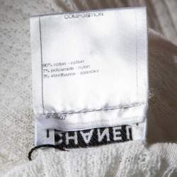 Chanel White Cotton Patterned Knit Tank Top L