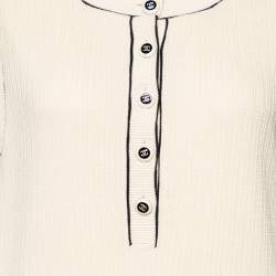 مملوكة مسبقًا Chanel Beige Cotton Knit Sleeveless T-Shirt L