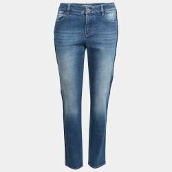 Chanel Blue Denim Braided Stripe Detail Jeans M Waist 28"