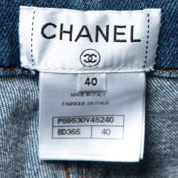 Chanel Blue Denim Braided Stripe Detail Jeans M Waist 28"