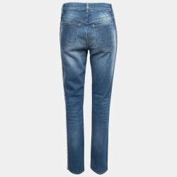 Chanel Blue Denim Braided Stripe Detail Jeans M Waist 28"