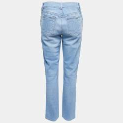 Chanel Light Blue Denim Braided Detail Slim Fit Jeans M Waist 30"