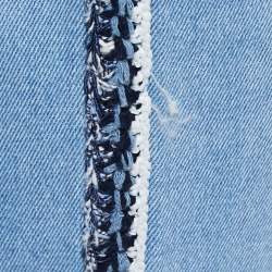 Chanel Light Blue Denim Braided Detail Slim Fit Jeans M Waist 30"