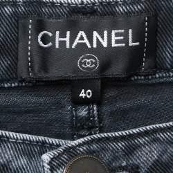 Chanel Dark Grey Denim Chain Print Detailed Jeans M Waist 30"