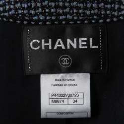 Pre Owned Chanel Black/Iridescent Tweed Single Button Jacket S