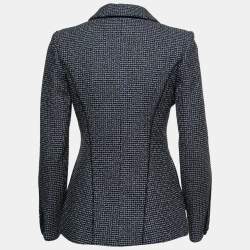 Pre Owned Chanel Black/Iridescent Tweed Single Button Jacket S