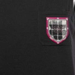 Chanel Black Wool Knit CC Crest Detail Tank Top M