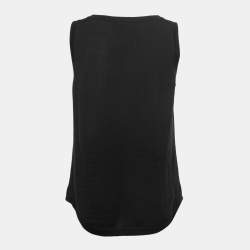 Chanel Black Wool Knit CC Crest Detail Tank Top M