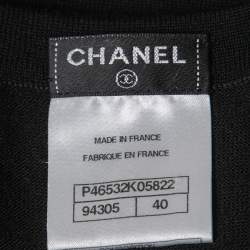 Chanel Black Wool Knit CC Crest Detail Tank Top M