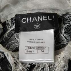 Chanel Black and White Lace Turtle Neck Long Sleeve Salzburg Blouse S