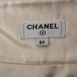 Pre Owned Chanel Black Sequined Knit & Silk Inset Top S