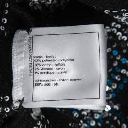 Pre Owned Chanel Black Sequined Knit & Silk Inset Top S