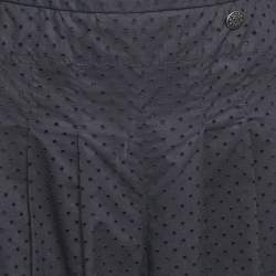 Pre Owned Chanel Black Eyelet Cotton Wide Leg Trousers S