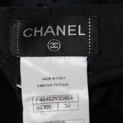 Pre Owned Chanel Black Eyelet Cotton Wide Leg Trousers S