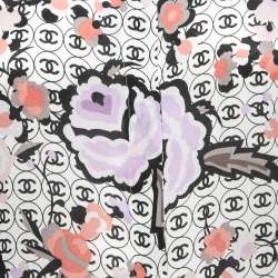 Pre Owned Chanel Vintage White/Black Printed Silk Shirt M
