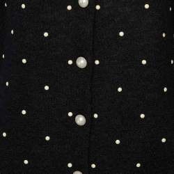 Pre Owned Chanel Black Pearl Embellished Mohair & Cashmere Cardigan M