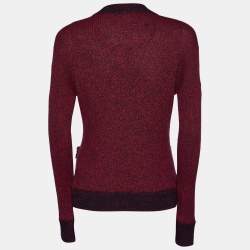 Chanel Burgundy Wool & Cashmere Knit Button Front Cardigan M