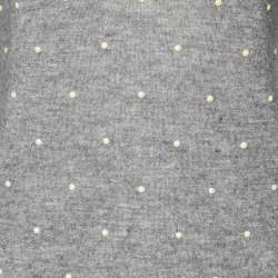 Chanel Grey Pearl Embellished Mohair & Cashmere Long Sleeve Sweater S