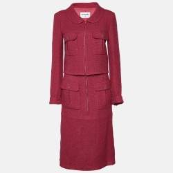 Chanel Pink Lurex Tweed Blazer & Skirt Set M