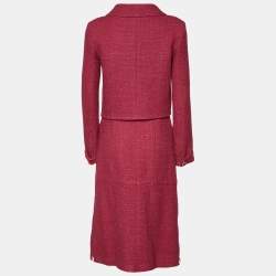 Chanel Pink Lurex Tweed Blazer & Skirt Set M