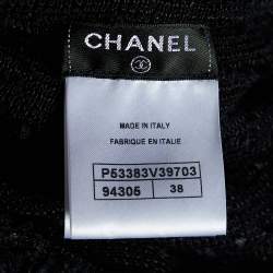 Chanel Black Sheer Knit Boucle Detail Top M