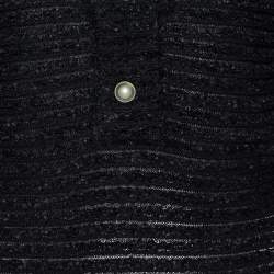Chanel Black Sheer Knit Boucle Detail Top M