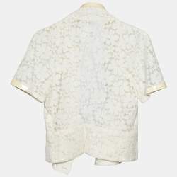 Chanel White Lace Wrap Button Top M