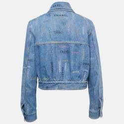 Chanel Blue Logo Printed Denim Button Front Jacket M