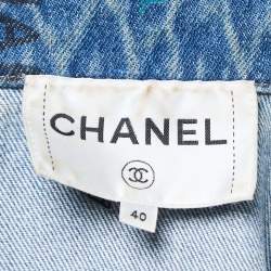 Chanel Blue Logo Printed Denim Button Front Jacket M