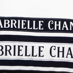 Pre Owned Chanel White Cotton Velvet Logo Patch Detail Half Sleeve Crew Neck T-Shirt L