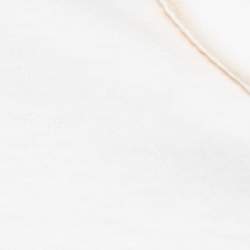 Pre Owned Chanel White Cotton Velvet Logo Patch Detail Half Sleeve Crew Neck T-Shirt L