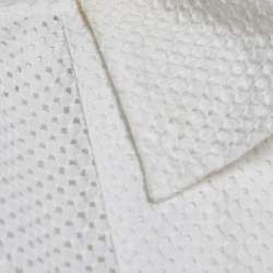 Pre Owned Chanel White Eyelet Cotton Tunic Top M