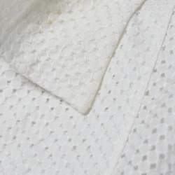 Pre Owned Chanel White Eyelet Cotton Tunic Top M