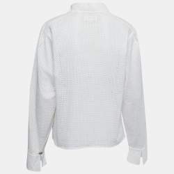 Pre Owned Chanel White Eyelet Cotton Tunic Top M