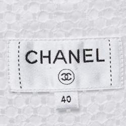 Pre Owned Chanel White Eyelet Cotton Tunic Top M