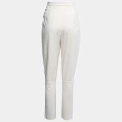 Pre Owned Chanel Cream Stetch Silk Pleated Trousers S