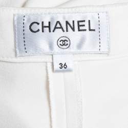 Pre Owned Chanel Cream Stetch Silk Pleated Trousers S