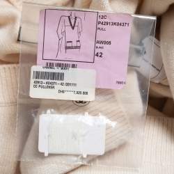 Pre Owned Chanel Cream Cashmere Knit Cape Sleeve Pullover L
