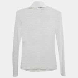 Chanel White Lace Ruffled Blouse S